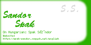 sandor spak business card